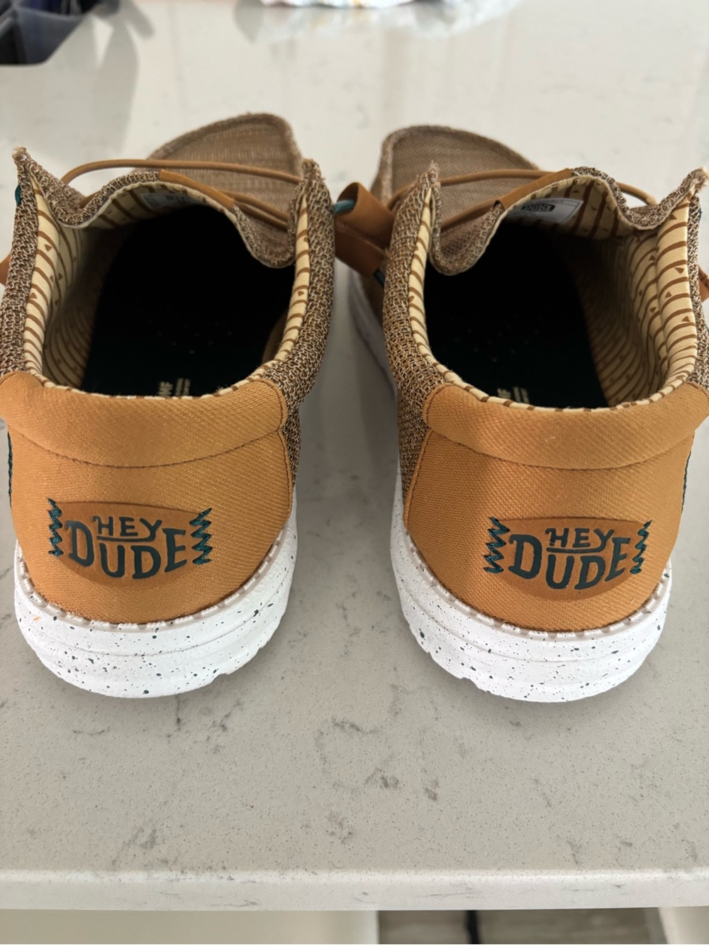Hey Dude Men's Slip-On Loafers in Mustard Brown with White Sole